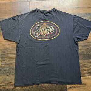 Vintage Sauza Tequila T-Shirt XL Hanes Heavyweight Black Distressed Bar Promo